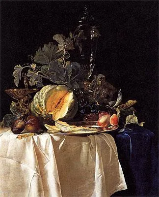 Still Life Fruit And Crystal Vase